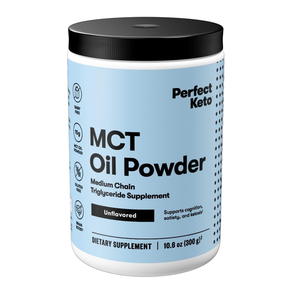 Perfect Keto 7g MCT Oil Powder, Triglicerydy średnio łańcuchowe Suplement, Kreamer kawy bezmlecznej dla Keto Diet, Ketogenny MCT Oil Mix do kawy, Smoothie, Shakes protein, Herbata, Unflavored, 30 Servings