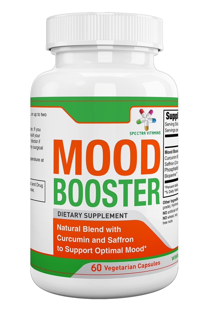 Spectra Vitamin - Mood Booster 60 Czapki - Mood Enhancer Kapsułki Wspomaga optymalny nastrój, Stress Relief, Focus, dla mężczyzn / kobiet