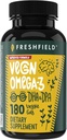 Vegan Omega 3 DHA: Algae Oil, Most Revieved, Carrageenan Free, Sustainable, Tested, No Heavy Metals, Fish Oil Alt, Plant Based Omega. Wspomaga serce, mózg, zdrowie wspólne w / DPA
