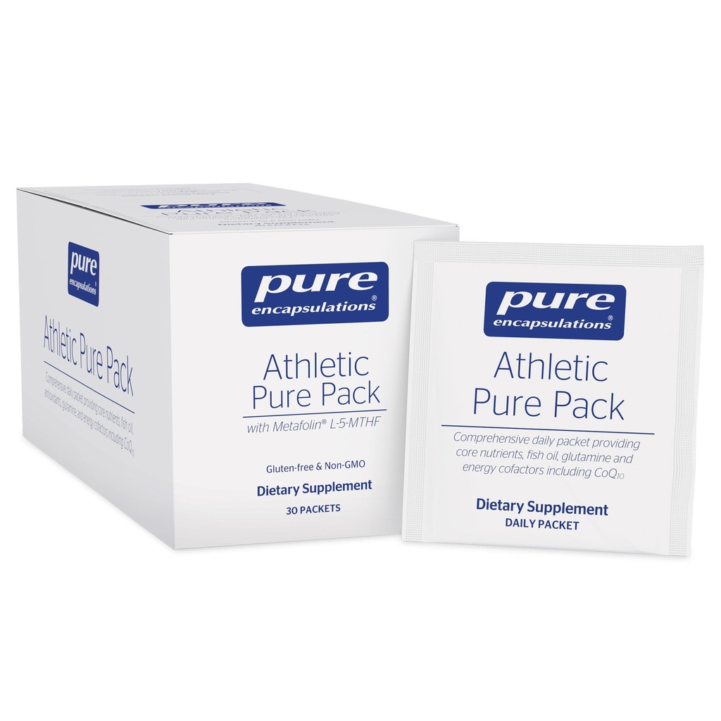 Czyste enkapsulacje Athletic Pure Pack 124; Kompleksowy pakiet dzienny zapewniający podstawowe składniki odżywcze, olej rybny, przeciwutleniacze, glutamina i współczynniki energetyczne w tym CoQ10 i Kre- Alkalyn 124; 30 Pakiety