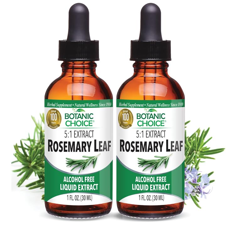 Botaniczny wybór - Rosemary Leaf Liquid Extract - Bezalkoholowy, Gluten Free - Szybkie działanie suplement Drops - Łatwy w użyciu Dropper - 1 Płynny unce 2 Pack