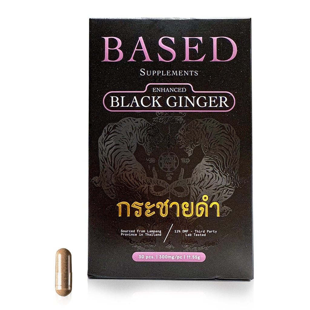 Based Supplements Black Ginger - Premium Thai Root Extract with 16% Methoxyflavones & 11% DMF - Traditional Asian Herb for Energy & Performance Support (300mg, 30 Capsules)