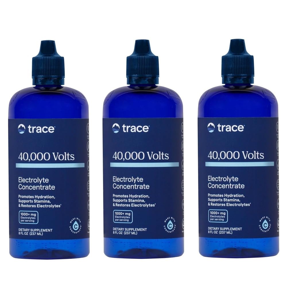 Trace Minerals 40.000 V - Concentration Supplement Drops for Electrolyte Support - Support Muscle Health & Vitality - Workout Drink to Aid Hydration - 8 fl oz (Pack of 3) (144 Servings)
