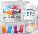 Celtic Salt Electrolytes Puder Pakiety + Monowodzian Kreatyny w proszku Suplement + Turkesteron i Tongkat Ali 1000mg Suplement