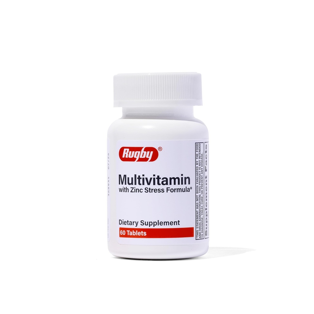 Rugby Multivitamine z formułą naprężeń cynku - Suplement diety - 60 tabletek (1 opakowanie)