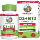 MaryRuth Organics Vegan Witamina D3 + Witamina B12 Gummies Between 124; 2 Miesiące dostaw 124; Wspiera zdrowie kości 124; Immune Supplement Supplement Agreement 124; Suplementy energetyczne 124; Metyl B12 Vegan Non-GMO Gluten Free Between 124; 60 Służenie