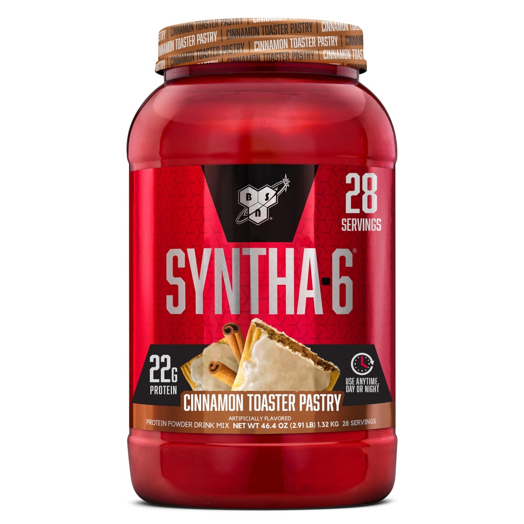 BSN SYNTHA- 6 Premium proszek do protein z 6g włókniny, białka serwatki, mikrokazeiny, mieszanki izolatu białka mleka, 5g tłuszczu, cynamonowego tosteru, 28 porcji (Packaging May Vary)