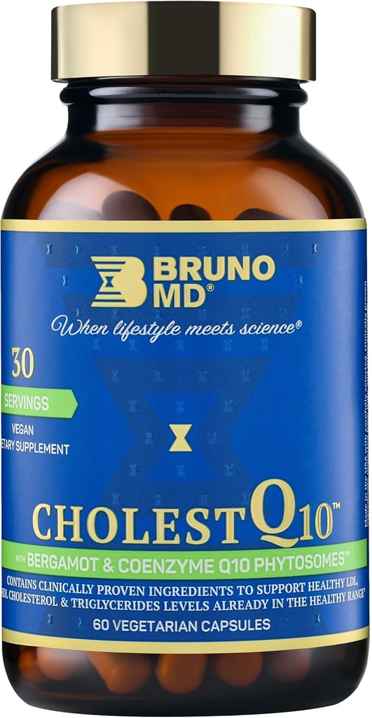 Suplement CholestQ10, Wspiera poziom cholesterolu HDL i triglicerydów już w normalnym zakresie, z Curcumin, Clinically Proven Składniki, Natural Cynara Cardunculus, 60 Kapsułki