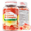 Super Methylled witaminy B Complex Gummies - Wszystkie witaminy B + Omega-3, Magnez, CoQ10, Ashwagandha, Witamina C, TMG- Dla kobiet Men- Metyl B12 2000 mcg, Metylfolan, B1, B2, B3, B5, B6, B7 - Bez cukru