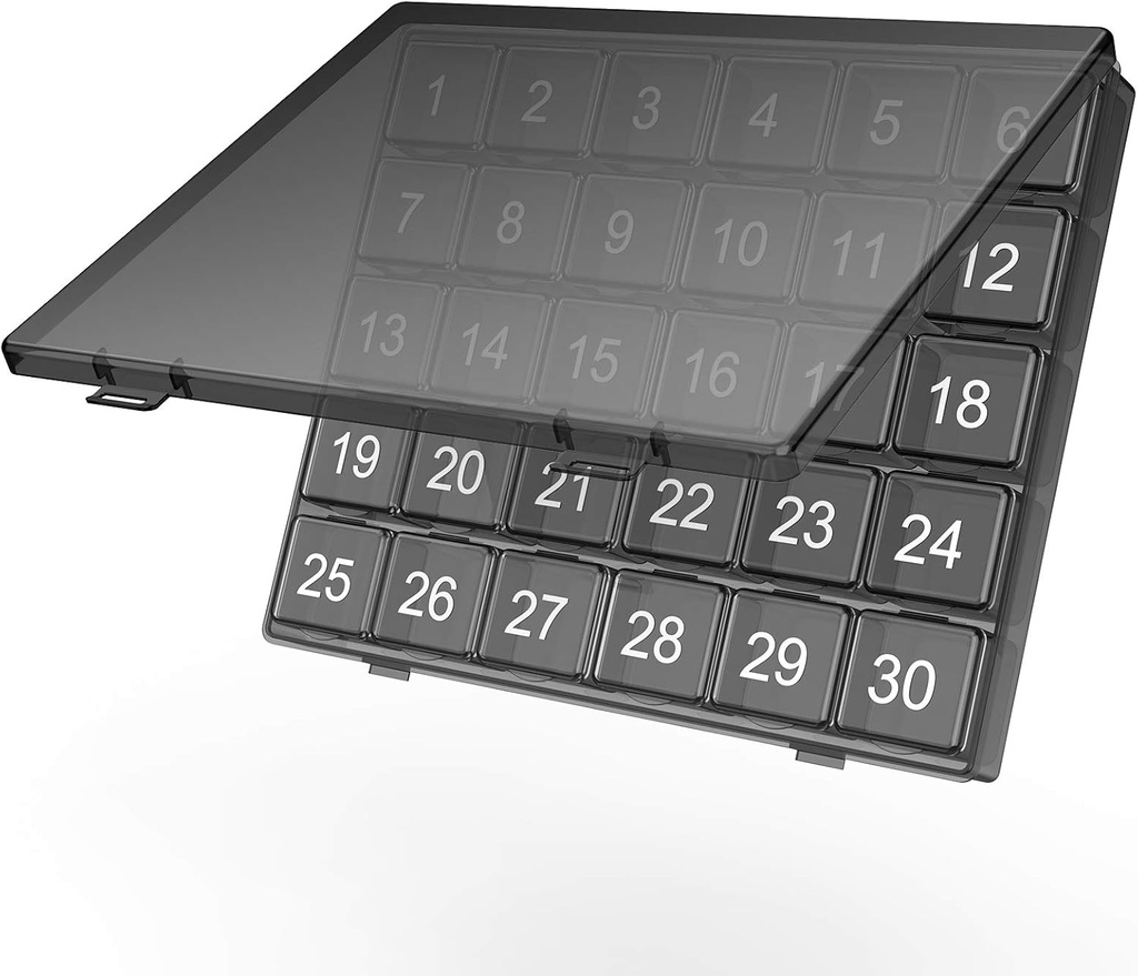 Monthly Pill Organizer Once a Day - 30 Pill Organizer Box - Squeeze to Open - Duże Komory Przenośne Case for Travel, Month Pill Cases Medicine Organizer for Witamina (Czarny)