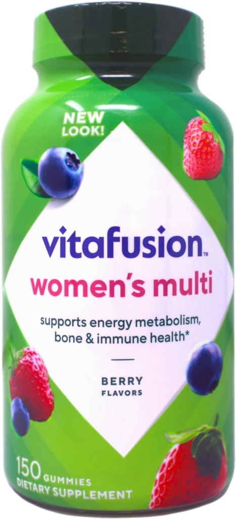 vitafusion Women 's Daily Gummy Multivitamin: witamina C & E, Pyszne aromaty jagodowe, 150ct (75 dniowy zapas), z amerykańskiej marki Gummy witaminy numer jeden