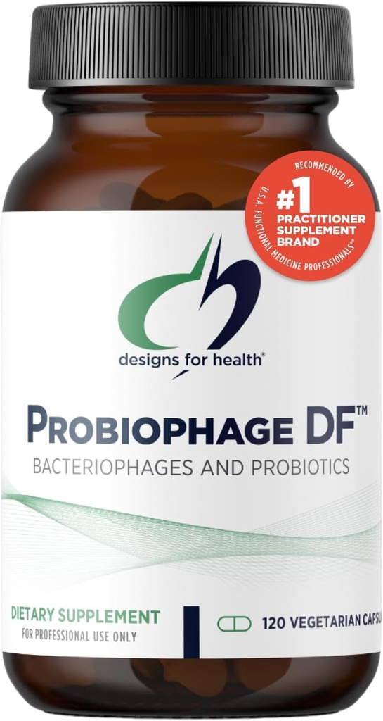 Designs for Health Probiophage DF - Bacteriophage Prebiotic + Probiotic Supplement - Probiotics for Destination + Immune Support - Dairy Free Pre and Pro Biotics in Delayed Release Capsules (120 Count)
