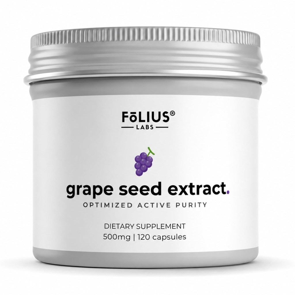 FOLIUS LABS Clean Label Grape Seed Extract 500mg - 95% OPCs Polyphenols