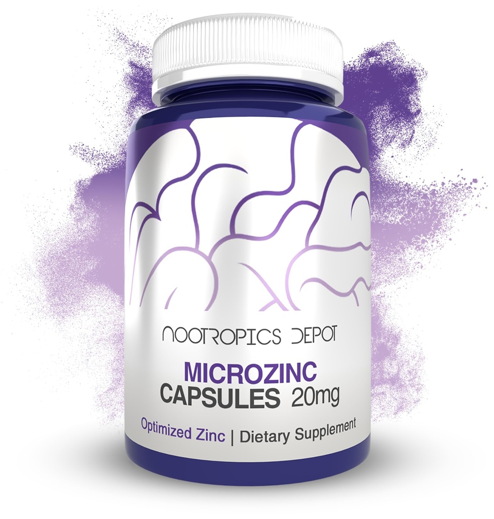 Nootropics Depot MicroZinc Kapsułki 124; 20 mg 124; Zoptymalizowany suplement cynku 124; 90 Liczba