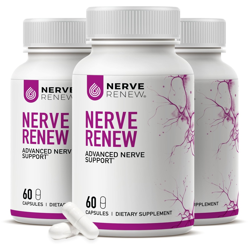 NERVE RENEW Advanced Nerve Support - 300mg stabilizowany R- Alpha kwasu lipoinowego, kompleks witaminy B, Benfotiamina, Zioła do szybkiego działania wsparcia