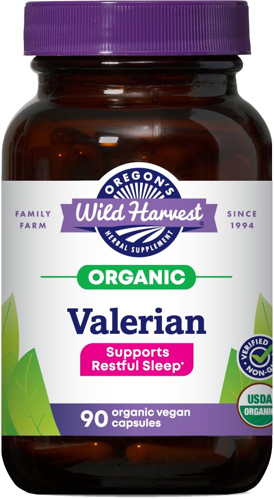 Oregon 's Wild Harvest, Certified Organic Valerian, Herbal Aid, 900 mg, 90 Count