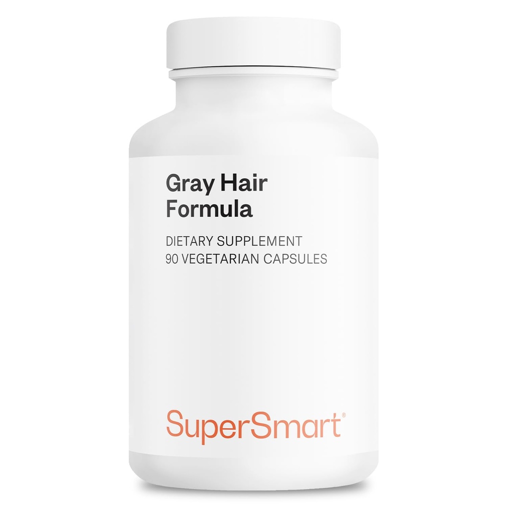 Supersmart Grey Hair Formula (Advanced Formula) - with Catalase, Copper, Biotin, Fo-Ti, Zinc, Saw Palmetto - Anti Gray Hair Supplement | Non-GMO & Gluten Free - 90 Vegetarian Capsules