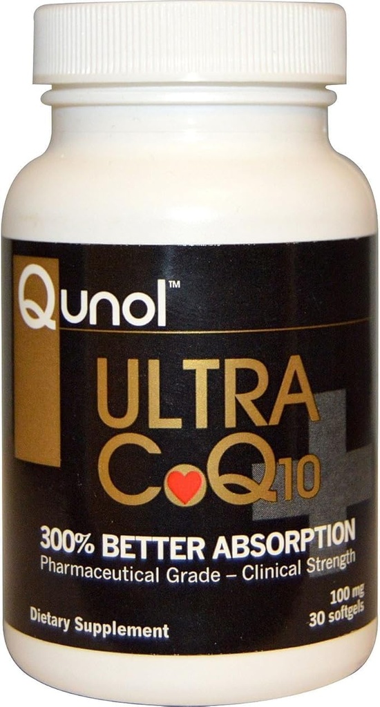 Qunol Ultra CoQ10 100mg Softgels- 3x Lepsza Absorpcja, Przeciwutleniacz do Heart Health & Energy Production, Koenzym Q10 Witaminy i suplementy, 1 Miesiąc Dostawy, 30 Liczenie