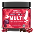 Lama Naturals Dzieci Multivitamin Gummies, Wegan, Organic z witaminą D, C & K, Toddler Prawdziwe owoce Gummy Witaminy, suplement do żucia, Całość żywności Multivitamina, Nie dodawany cukier trzciny cukrowej, Cherry, 90 Ct