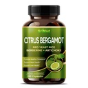 Citrus Bergamot 50: 1 Wyciąg 20,400mg z Red Yeast Rice, Czosnek, Karczoch dla zdrowego cholesterolu, Heart Health - Made in The USA (150 Count (Pack of 1))