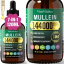 Mullein Drops for Lungs, 144000mg Mullein Leaf Extract for Lungs Cleanse & Respiration Function Healthy Breathing Immune, Digestive System, Natural Herbal Supplement Sugar & Alcohol- Free, 120- Day Supply