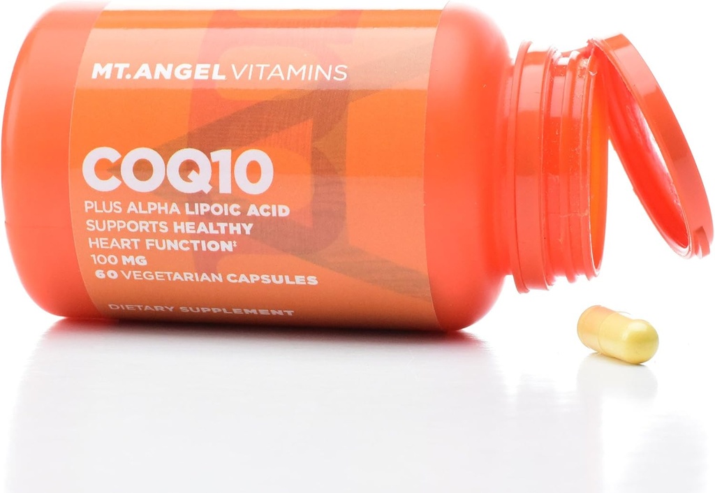 Mt. Angel Vitamins CoQ10 100mg Plus kwas lipowy alfa, Superior Absorption Natural Supplement Form of Coenzym Q10, z ALA, 30 Kapsułki wegetariańskie