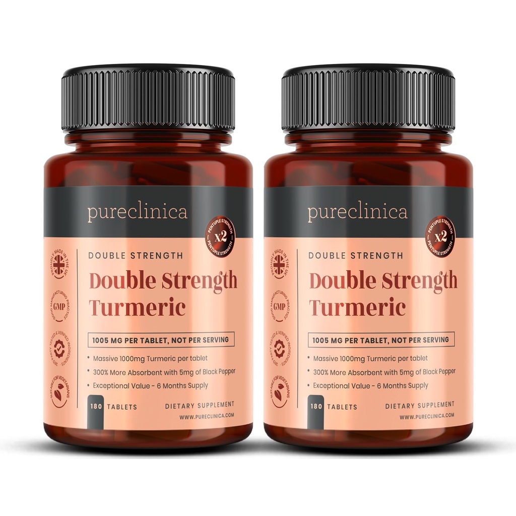 Podwójna siła Turmeric - Massive 1000mg x 360 Tablets - 200% więcej Turmeric i Natural Levels of the Pothent Curcumin per Tablet - z 5 mg Black Pepper Extract for 300% Zwiększona absorpcja
