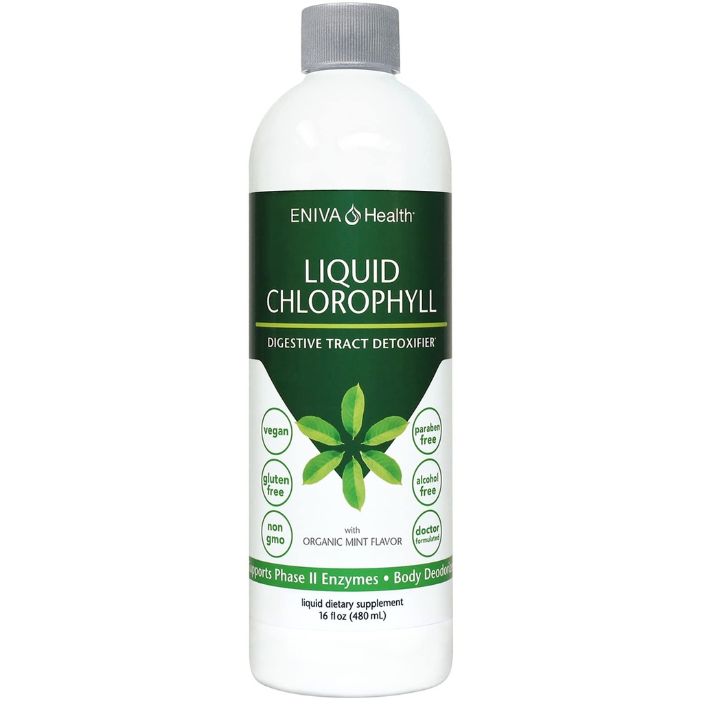 Eniva Health Liquid Chlorophyll Vegan 124; Immunitet 124; Detox & Cleanse Bits 124; Clear Skin Bis124; Energy Boost Bis124; Gut Health 124; Internal Deodorant Bis124; USA Manufacturing 124; Mulberry Source 124; Mint Bis124; 16 Fl Oz Bottle