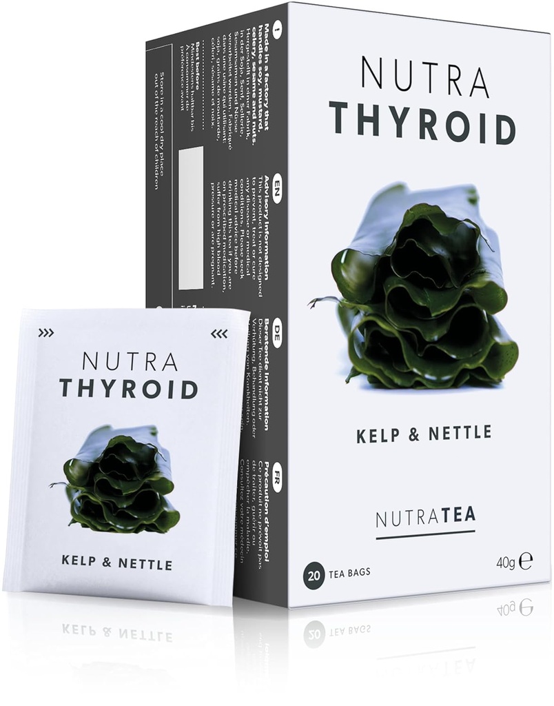 NUTRATHYROID - Herbata Thyroid Health 124; Herbata Metabolic - Zapewnienie wsparcia dla tarczycy - Obejmuje Kelp, Bladderwrack & Ashwagandha - 60 Koperty Tea Bags - przez Nutra Tea - Herbata ziołowa - (3 Pack)