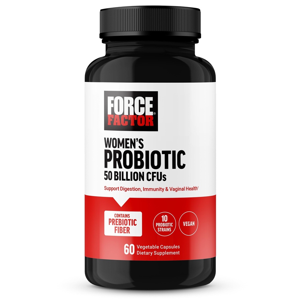FAKTOR FORCE Probiotic dla kobiet 50 Miliard CFU, Probiotyk dla kobiet dla zdrowia trawiennego, odporności i zdrowia pochwy, 10 Szczepów z Lactobacillus Acidophilus, Vegan, 60 Kapsułek