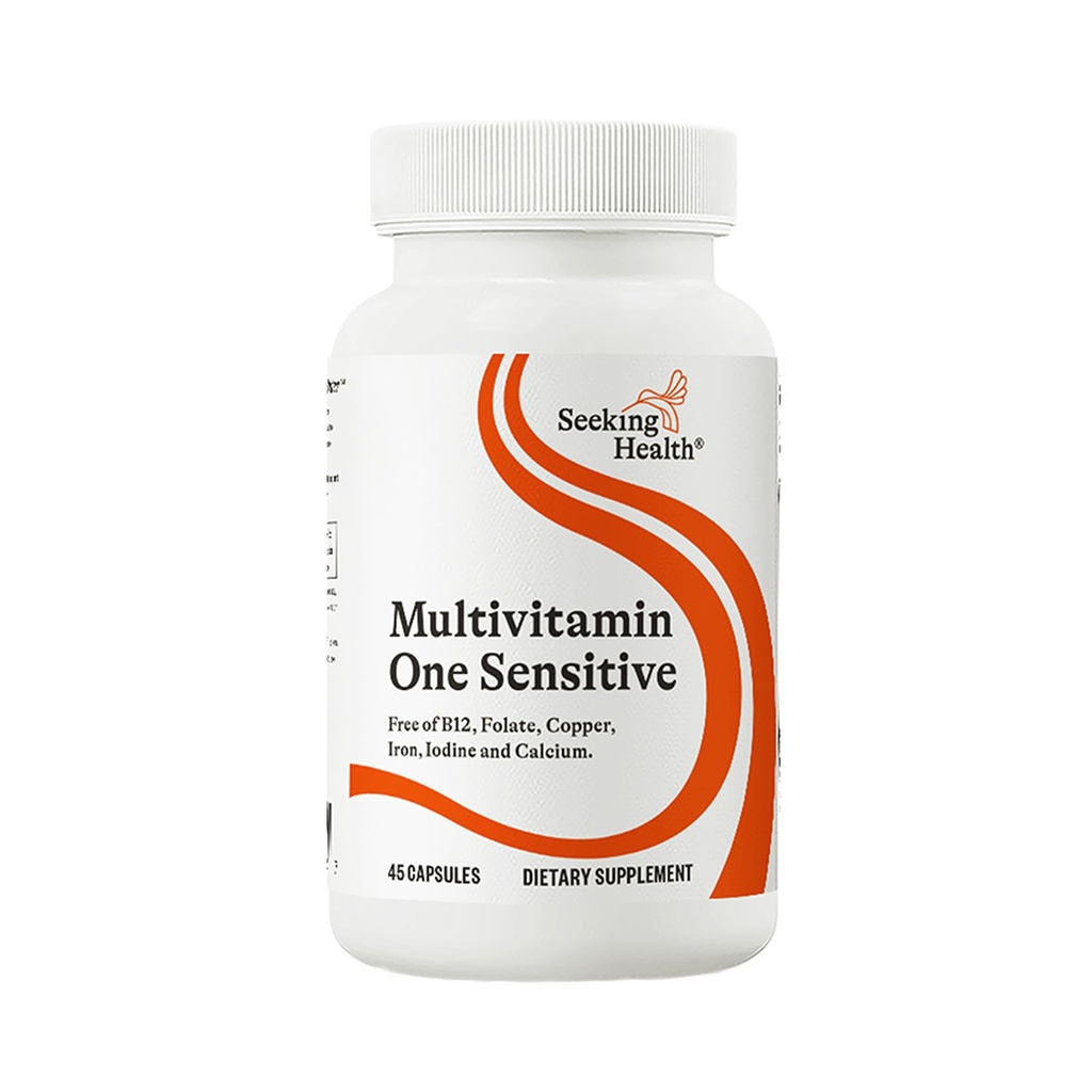 Seeking Health Multivitamin One Sensitive, Daily Vitamin Without B12, Folate, Copper, Iron, Iodine, Calcium, Choline, and Lutein, Antioxidant Support, Vegetarian and Vegan (45 Capsules)