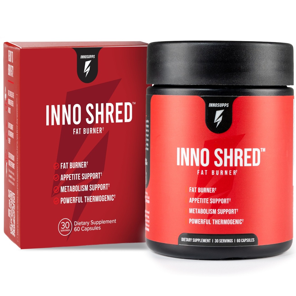 Inno Shred Termogeniczne spalanie tłuszczu dla mężczyzn i kobiet - Appetite Suppressant, Energia & Metabolizm Wsparcie z Capsimax, Paradoxine, Green Tea Extract - 60 Kapsułki, 30 Służenia