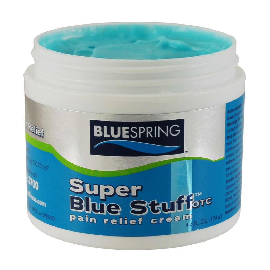 BLUESPRING Pain Relief Cream- Super Blue Stuff with Emu Oil, Arnica, Provides Maximum Arthritis Pain Relief- Anti Inflammatory Cream Goes Deep into the Skin- Great Muscle Rub and Relaxer Cream - 4 oz