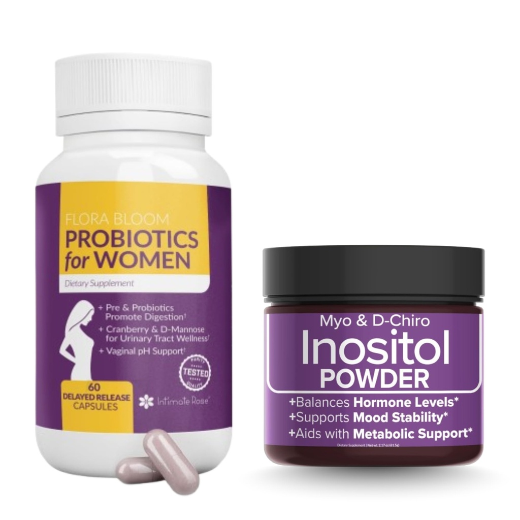 Zaoszczędź 10% na Żeńskim Zespole Zdrowia i Wellness - Kompletne Probiotyki Waginalne + Myo & D- Chiro Inositol Proszek do Równowagi Hormonalnej, Gut i Wsparcie moczu