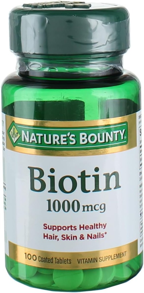 Nature 's Bounty Energy Health Biotin Coated Tablets, 1000 µg, 100 Ct (1 opakowanie)