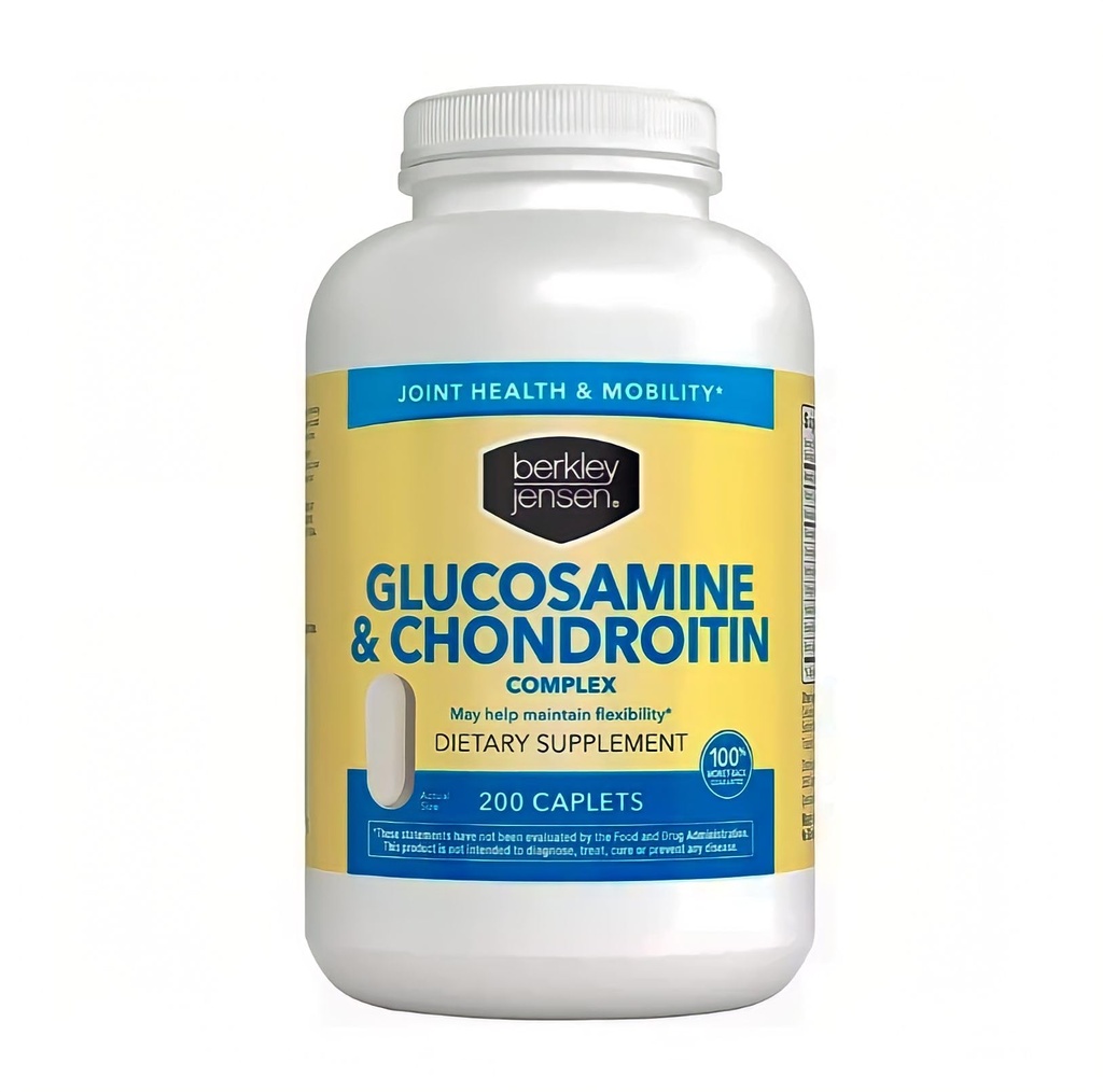 Berkley Jensen Glukozamina Chondroitin MSM Boswellia Complex - Triple Strength Advanced Dietetic Supplement for Joints, Ligaments, Tendons, Bones, Connective Tisk Support, 200 Caplets (Opakowanie 1)
