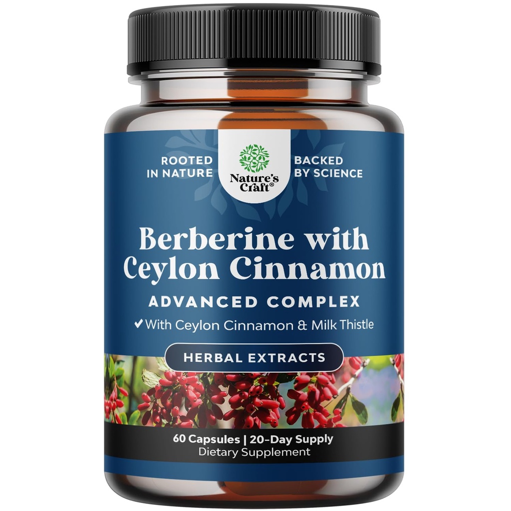 Balansowanie Berberine Plus 1200mg Per Serving Complex - Antyoksydant Berberine z Ceylon Cynamon Kapsułki Plus Silymarin Milk Thistle Extract - Aktywny PK dla Heart Health and Sugar Support 60 Kapsułki