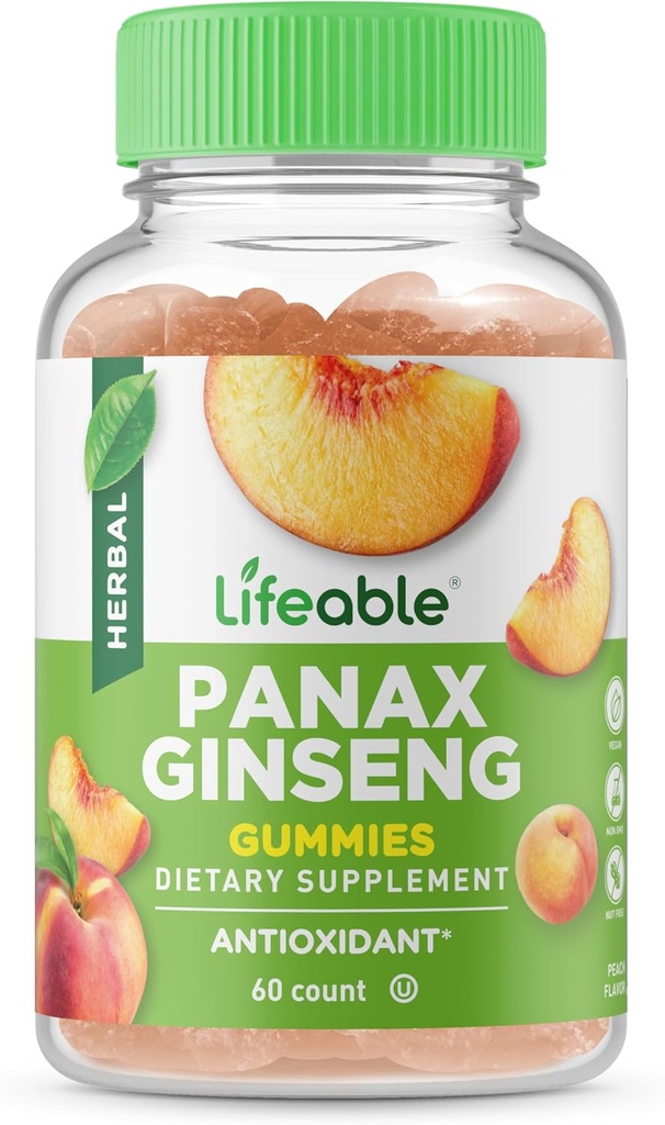 Żywotny Panax Ginseng Supplement Equipment 124; Great Tasting Ginseng Supplements Equipment 124; Panax Ginseng Extract Equipment 124; Ginseng Gummies for Women, Men, Dorośli Equipment 124; 90 Gummies