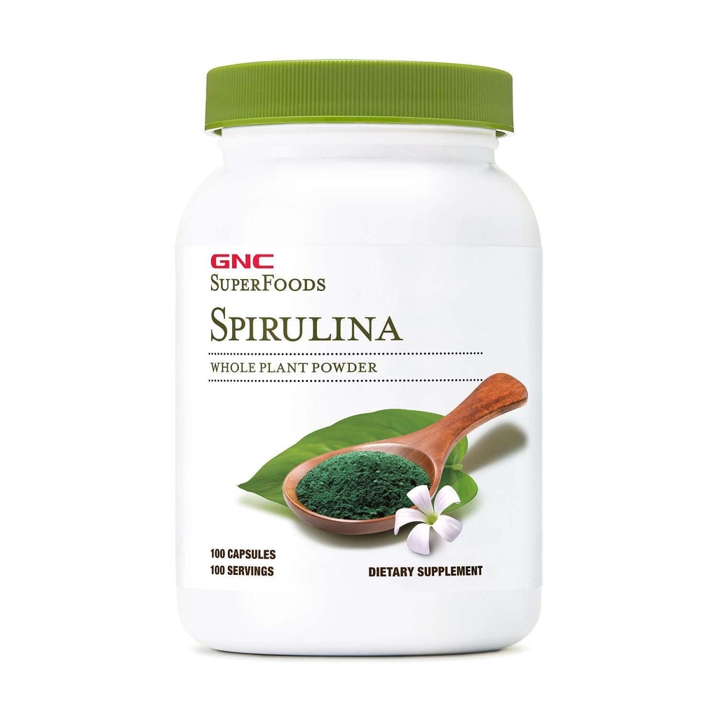 GNC SuperFoods Spirulina Cała roślina Proszek Kapsułki, 100 Kapsułki, 100 Służenie