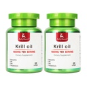 2 Butelki oleju kryla antarktycznego 1000 mg z Omega- 3 EPA, DHA, Astaksantyną i fosfolipidami 60 Softgels Supplement No Fishy Aftersmast for Joint, Heart, Brain and Immunity - 120 Softgels