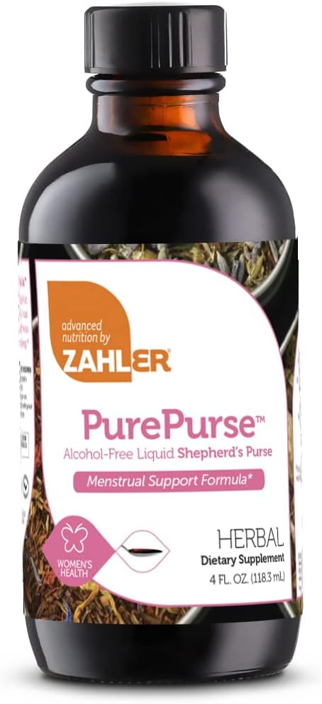 Zahler PurePurse, Liquid Sheperd 's Torebka, która pomaga zmniejszyć barwienie, Wszystkie naturalne ciecz Menstrual Support Formuła, Certified Kosher, 4oz