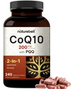 NatureBell CoQ10 200mg z PQQ, 240 Kapsułek wegetariańskich 124; Stabilny, wysoki stopień wchłaniania Forma - Przeciwutleniacz Wsparcie dla Serca, & Energia Zdrowie - Dodatkowa siła Koenzym Q10 Suplement