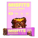 Misfits Vegan Protein Bars - Fudgey Brownie Batter| Nutrition Bars - 14g Protein, 1g Sugar, Plant-based, Low Carb, Non-GMO, Gluten Free Snacks | Pack of 12