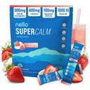 Nello Supercalm Powdered Drink Mix, Cortisol Reducer*, Sleep Aid Supplement, L Theanine, Ksm-66 Ashwagandha, Magnesium Glycinate, Vitamin D 3, No Sugar, Non GMO, 20 Ct, Strawberries & Cream