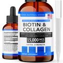 Super Natural Goods Biotin & Collagen Witaminy - Utrata włosów, Gut Health, Anti-Aging, Pielęgnacja skóry i paznokci - Made in USA, Non-GMO & Cruity Free (4 Ounce- 15,000mcg)