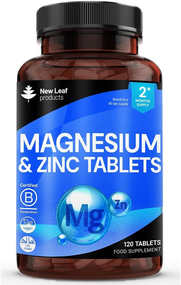 Magnezu Suplement 500mg Magnezu i cynku Suplement - Wysoka Absorbcja Magnezu Oksyd & Cynk - Mięśnie kości & Zdrowe funkcje immunologiczne - Wegan, Non-GMO, Gluten- Free - 120 Łatwe do połknięcia tabletki