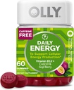 OLLY Daily Energy Gummy, Caffeine Free, Vitamin B12, CoQ10, Goji Berry, Adult Chewable Supplement, Tropical Flavor - 60 Count