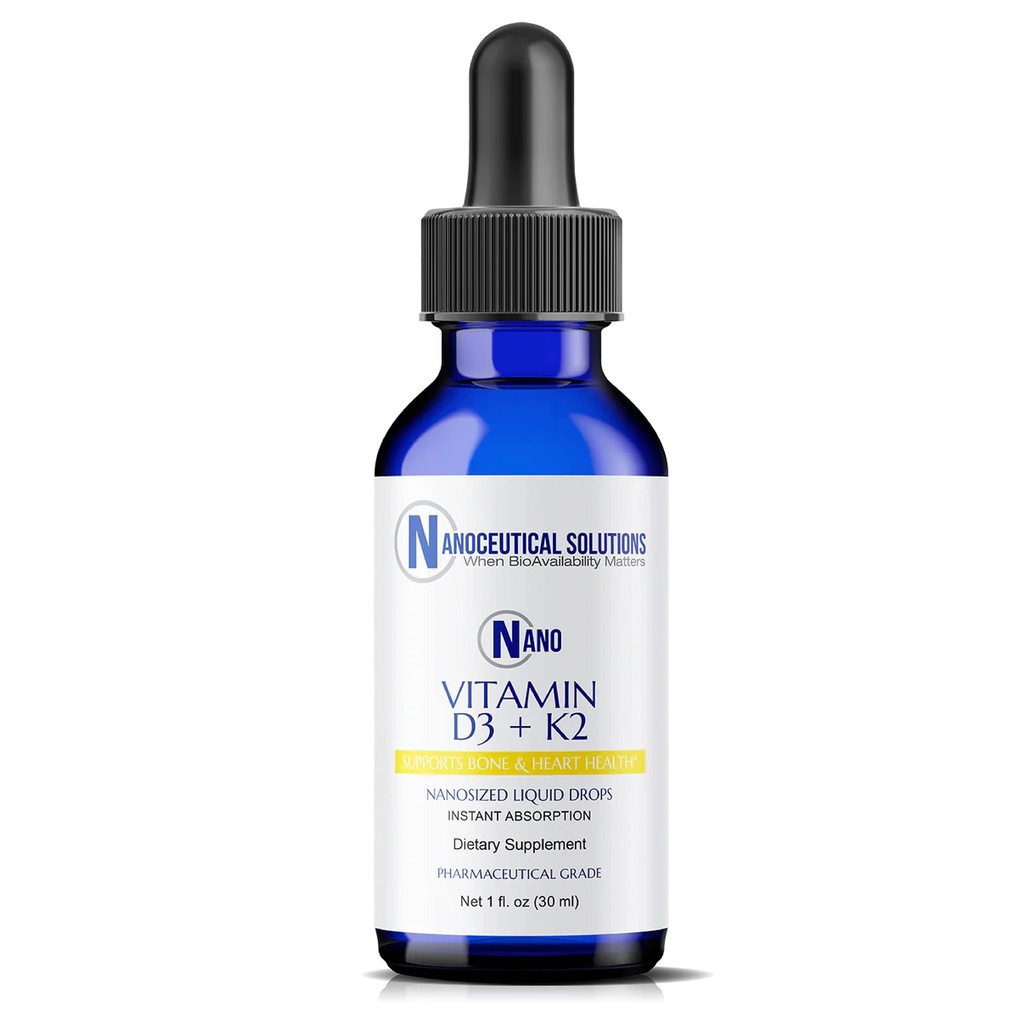 Nanoceutical Solutions Nanoceutical Witamina D3 + K2 Nanowielkości Płynne Cząsteczki 124; Szybkie wchłanianie 124; 5000 IU Potent Formulacja - 1Fl Oz Gdańsk 124; Non-GMO, Gluten Wolny 124; Wspiera kość, staw, Serce i zdrowie immunologiczne