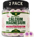 2 Pack - Gummie wapniowe oparte na roślinach 600mg z witaminą D3 K2, Magnez, Cynk do kości, Bezcukrowe suplementy wapnia dla kobiet i mężczyzn (Certified Vegan) z zrównoważonego organicznego Red Algae