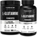 Jacked Factory L- glutamine Proszek 100 Służenia i L- glutaminy Kapsułki 500mg (240 Kapsułki) do post treningu Odzyskiwanie mięśni, Odporność, Zdrowie pokarmowe
